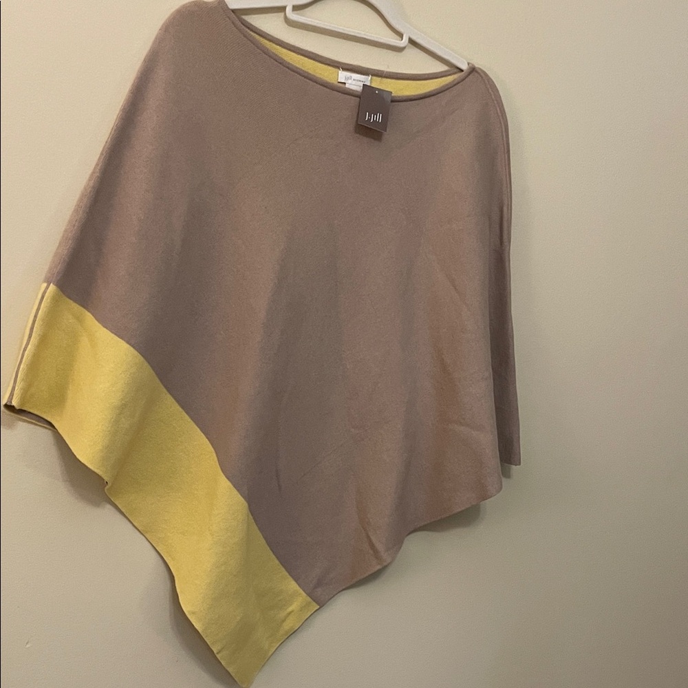 J. Jill Women's Tan and Yellow Reversible  Poncho